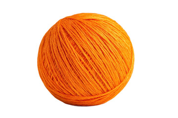 Bright orange yarn ball isolated on black background, cut out