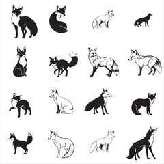 Obraz premium set of Fox silhouettes