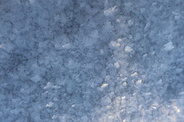 Close-Up of Snow Crystals Forming a Frosty Surface