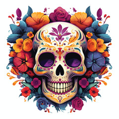 Dia de los Muertos Poster Featuring Katrina Skull and Bright Colors for Celebration Events