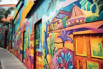 Obraz premium Graffiti Mural in Malaysia: Vibrant Street Art Painting near Malacca Jonker Walk