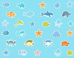 Obraz premium Cute underwater creatures