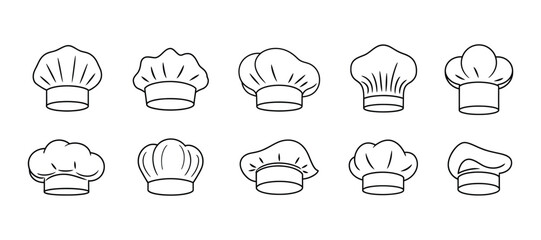 Set of diverse hand-drawn chef hats, perfect for culinary and restaurant designs. and others use