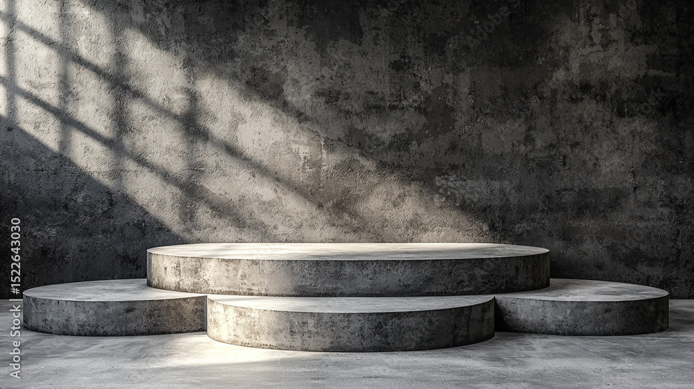 Poster concrete stage with shadows and light for product display and background