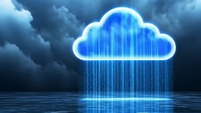 Digital Cloud Data Rain: Futuristic Concept of Data Transfer
