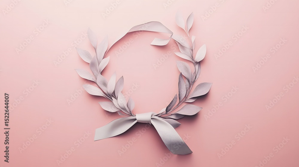 Poster artistic wreath crafted from paper with intricate detailing and a hand-drawn style for a unique deco