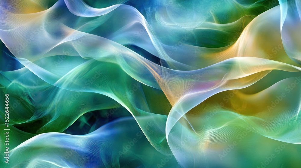 Poster flowing abstract design with soft color transitions.