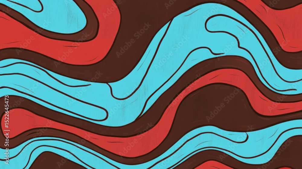 Poster abstract design with flowing lines and vibrant colors.
