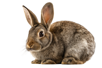 Close-up of a brown rabbit with dark background, cut out