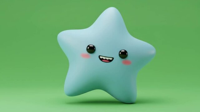 Happy Star Character with a Cute Smile in Soft 3D Cartoon Design
