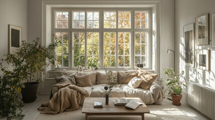 Cozy living room with a large window