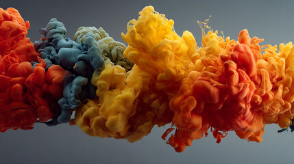 Abstract Colorful Smoke Cloud Explosion with Dynamic Flowing Forms and Gradients