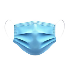 Blue Disposable Surgical Face Mask Illustration Covid Protection Pandemic on transparent background