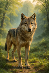Fototapeta premium EXTINCT ANIMALS: HONSHU WOLF OR JAPANESE WOLF 