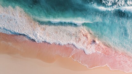 Fototapeta premium Aerial beach waves colorful landscape