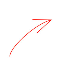 red curve arrow graph hand draw over transparent background