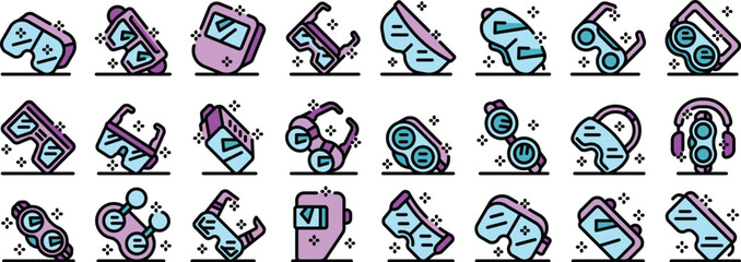 Colorful icons showcasing various modern technology gadgets and accessories