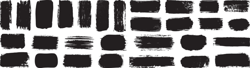 Grunge Brush Strokes Vector Set on White Background