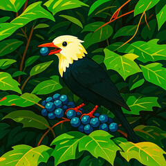 Exotic Fruit-Eating Bird in Tropical Forest