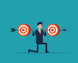 Businessman holding target to success. business Concept illustration stock illustration