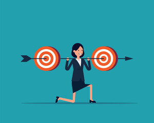 Businesswoman holding target to success. business Concept illustration stock illustration