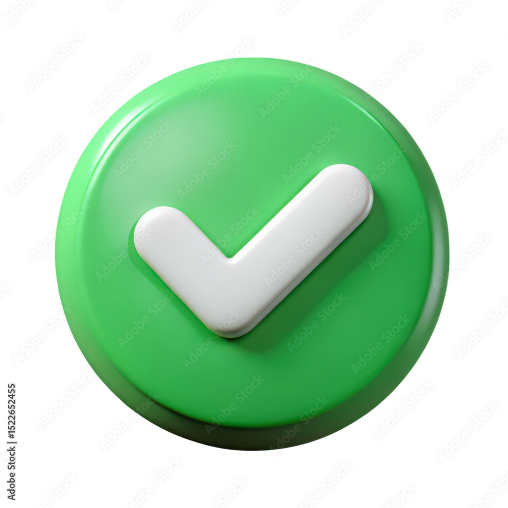 Poster a glossy 3d rendered check mark symbol set in a circle representing approval or confirmation on a bl
