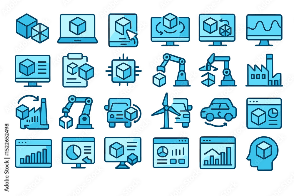 Poster modern technology supports efficient logistics and production in various industries through innovati