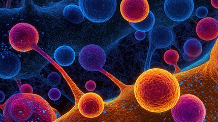 Abstract Microscopic View of Colorful Cells &ndash; Vivid Organic Texture

