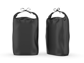 Food paper bag with paper string handle blank template 3d illustration.