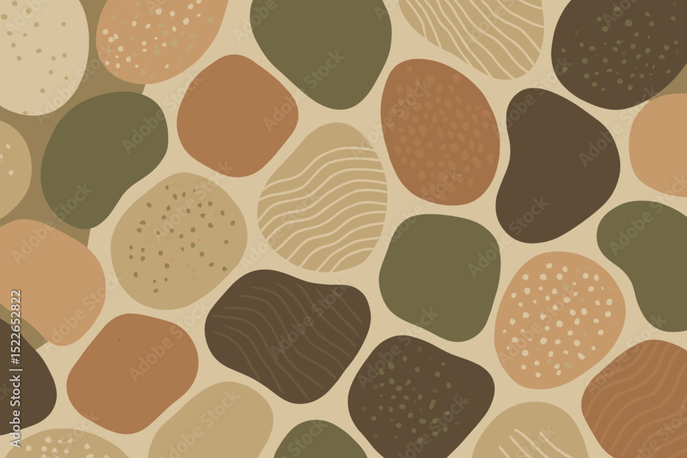 Aufkleber abstract earthy pattern featuring various shapes and colors on a light background