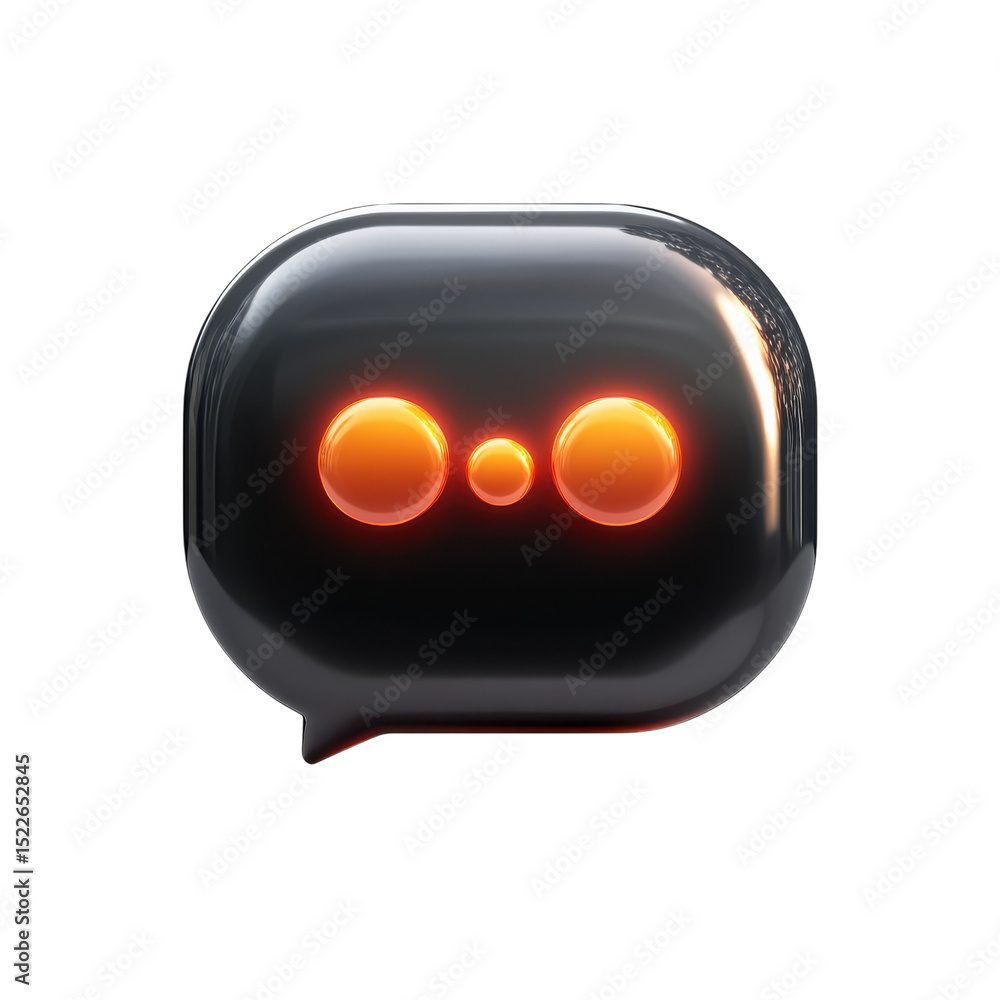 Poster chatbot futuristic icon artificial intelligence assistant symbol glowing on transparent background