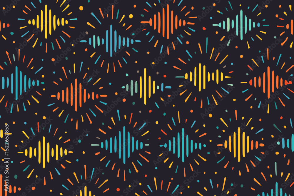 Poster colorful sound wave patterns create a vibrant and energetic backdrop suitable for various creative d