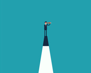 Vision. Businessman and telescope, symbol leadership