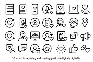 Collection of icons for expressing and sharing gratitude in a digital environment