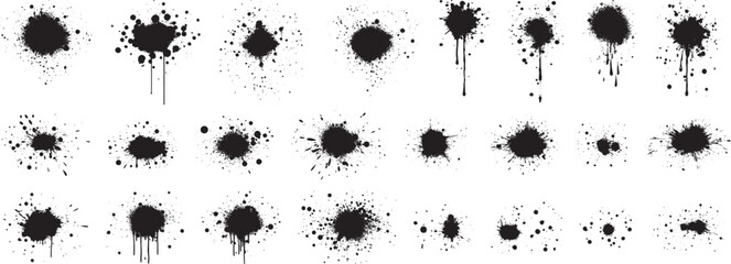 Ink Splatter Set, Vector Illustration Isolated on White Background