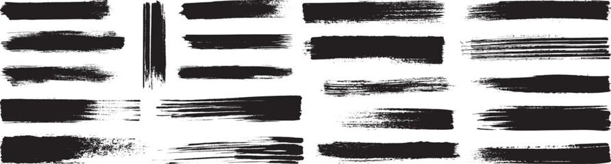 Brush Strokes Collection, Vector Illustration, Isolated on White Background.