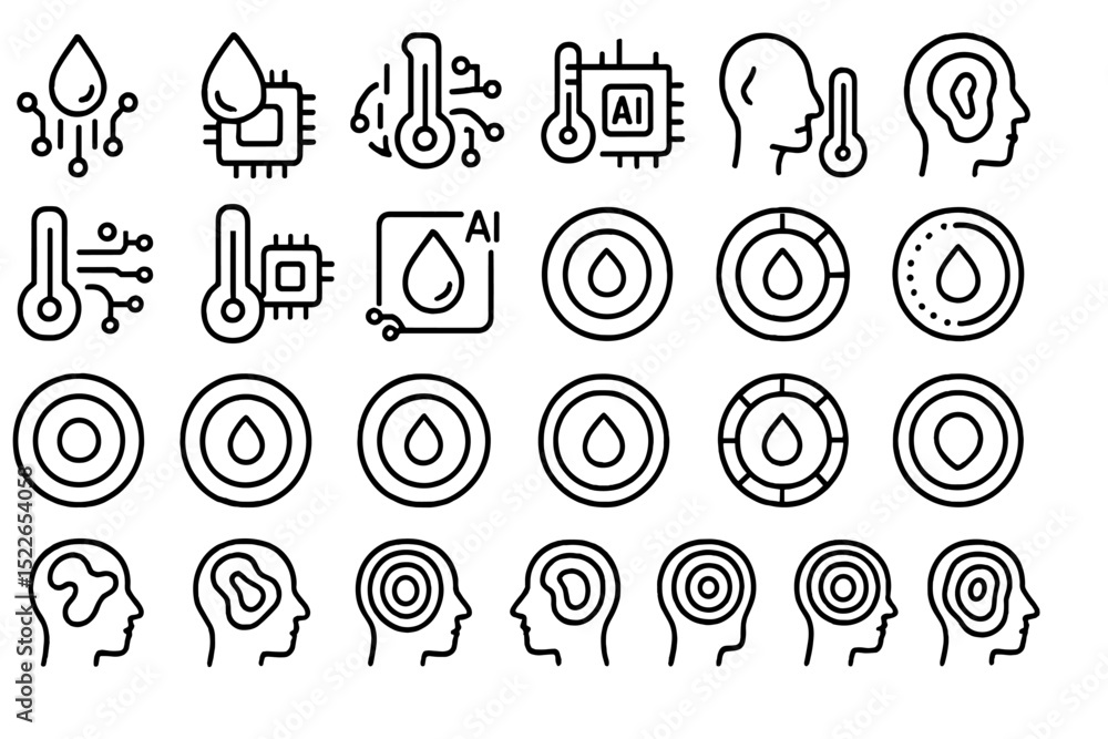 Poster lines and symbols representing technology and data concepts in a structured and modern design