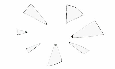 shards of broken glass on white background