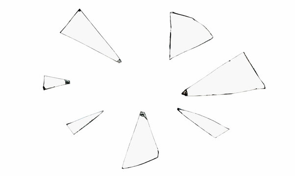shards of broken glass on white background