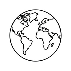 World map icon vector illustration. Classic geography symbol for global, earth, continents, travel, navigation, location, or cartography design