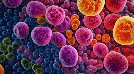 Abstract Microscopic View of Colorful Cells &ndash; Vivid Organic Texture
