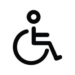 Wheelchair accessible icon vector illustration. Classic accessibility symbol for disability, mobility, inclusion, support, health, or universal design