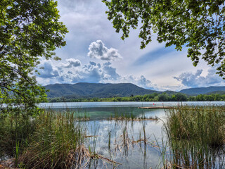 A lovely landscape view of the Lake of Banyoles in the province of Girona, in northeastern...