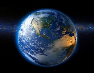 Obraz premium Planet Earth with detailed relief and atmosphere. Day and Night.,