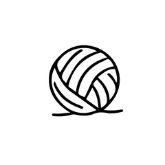 A simple black and white illustration of a ball with curved lines