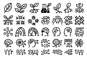 Obraz premium Unique collection of nature and science illustrations representing innovation and biology in a creative arrangement