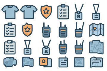 Icons representing a range of organizational and event management tools for various activities and functions