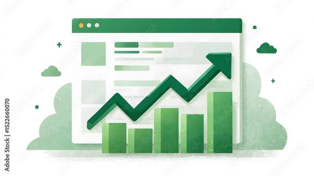 Aufkleber simplistic chart design featuring a green arrow indicating positive progress and higher website rank