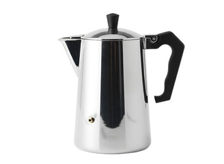 Obraz premium Stainless steel coffee percolator isolated on transparent background