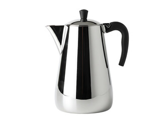 Obraz premium Stainless steel coffee percolator isolated on transparent background
